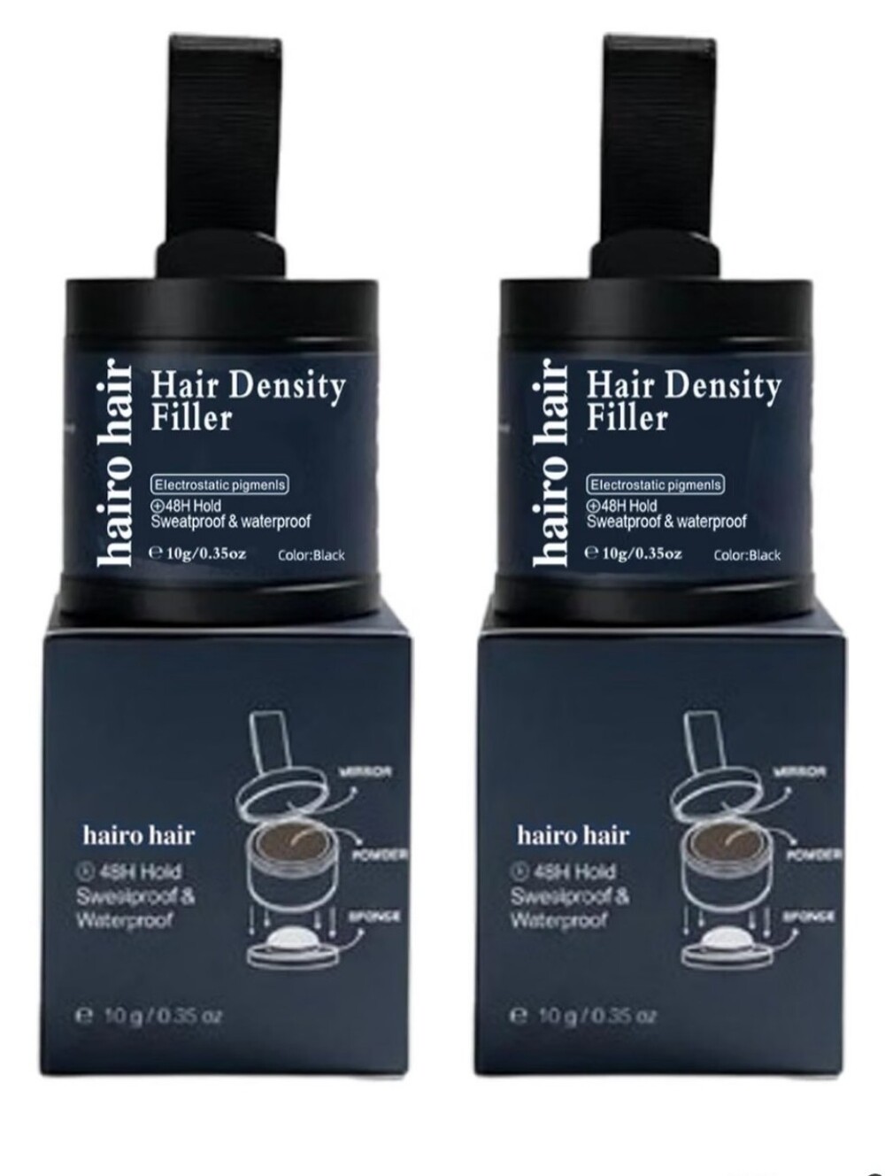 Hair Density Filler Hairline Powder for Instant Gray Coverage & Bald Spots Black